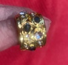 Gold Ring, with saphire and white crystals, size 6