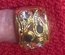 Gold Ring, with saphire and white crystals, size 6