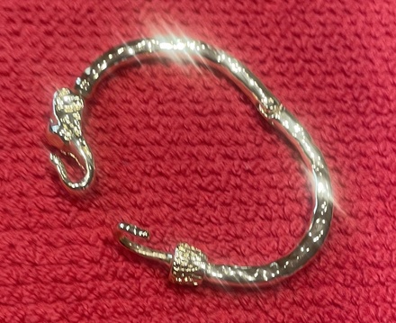 Thick Gold Bracelet, Elephant theme, trunks are the clasp